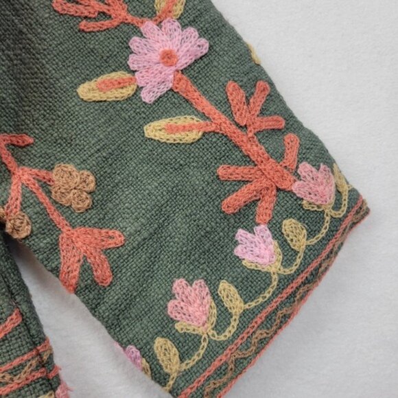 Suzani Hand Embroidered Short Jacket Womens Small Winter Wear Coat BOHO Floral - Picture 5 of 16